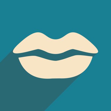 Düz gölge simgesi ve mobil uygulama dudakları ile