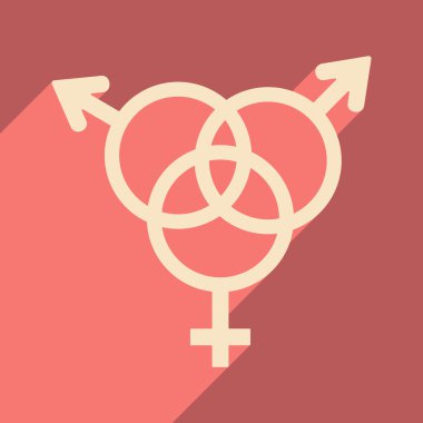 Düz gölge simgesi ve mobil uygulama eşitlik cinsiyetler ile