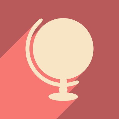 Düz gölge simgesi ve mobil uygulama küre ile