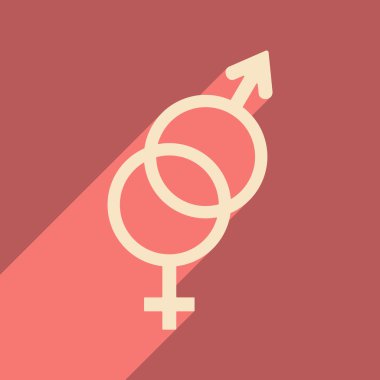 Düz gölge simgesi ve mobil uygulama eşitlik cinsiyetler ile