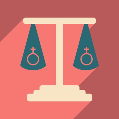 Düz gölge simgesi ve mobil uygulama cinsel eşitlik ile