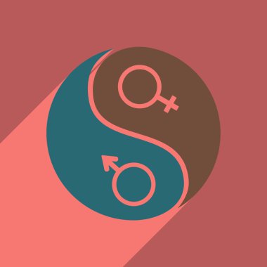 Düz gölge simgesi ve mobil uygulama eşitlik cinsiyetler ile