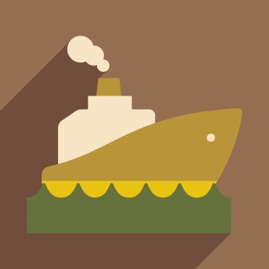 Düz gölge simgesi ve mobil uygulama tekne ile