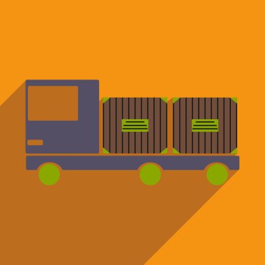 Düz gölge simgesi ve mobil uygulama araba kargo lojistik ile