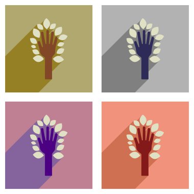 Düz kutsal kişilerin resmi ile uzun gölge kavramı el bırakır