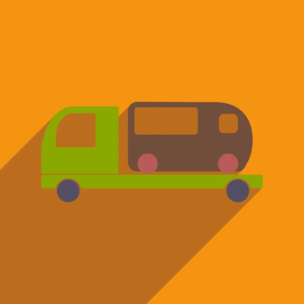 Platta med skugga ikonen och mobil applikation bil buss — Stock vektor