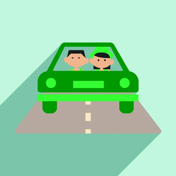 Flat com ícone de sombra e aplicação móvel Carro amigo — Vetor de Stock