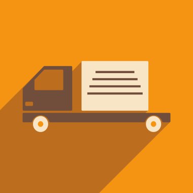 Düz gölge simgesi ve mobil uygulama dağıtım kamyonu ile