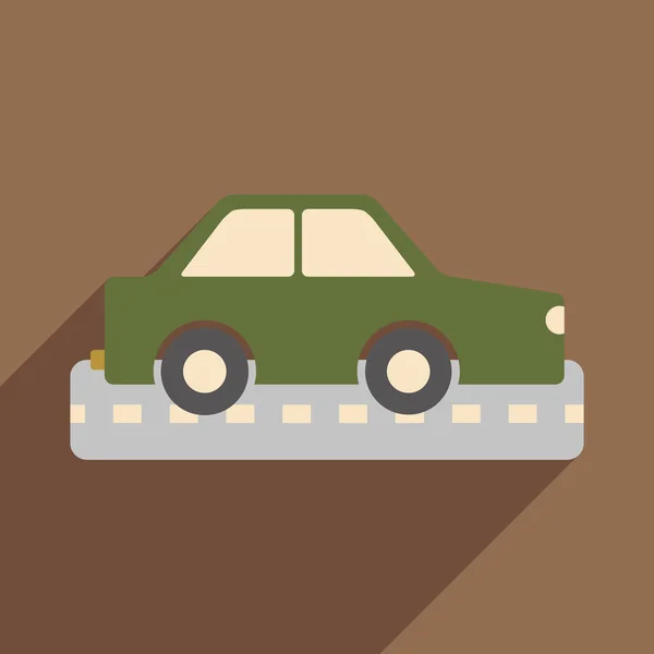 Piso con icono de sombra y coche aplicación móvil — Vector de stock