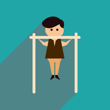 Uzun gölge adam yatay bar ile düz web simgesi