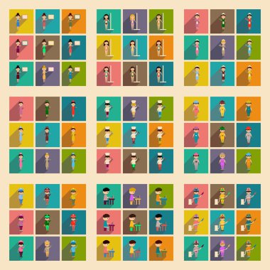 Uzun Gölge insanlar meslek olan düz simgeler kavramı