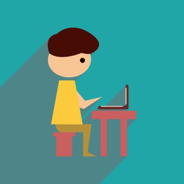 Uzun gölge adam programcı ile düz web simgesi