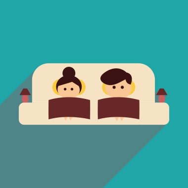 Uzun gölge erkek ve kadın kanepe ile düz web simgesi