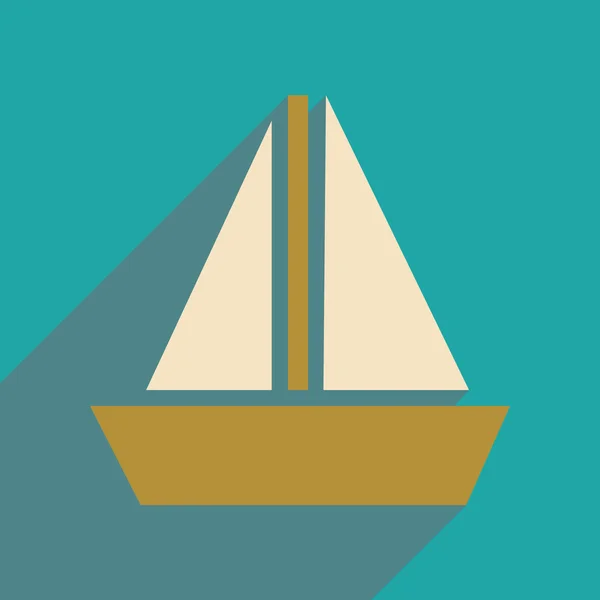 Icono web plano con velero de sombra larga — Vector de stock