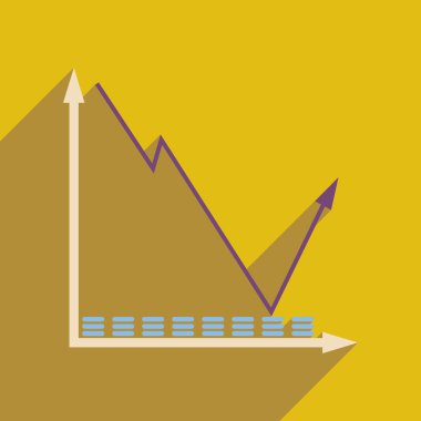 Uzun gölge ekonomik grafik ile düz web simgesi
