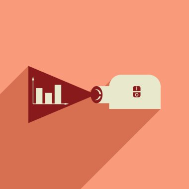 Uzun gölge ekonomi sunum ile düz web simgesi