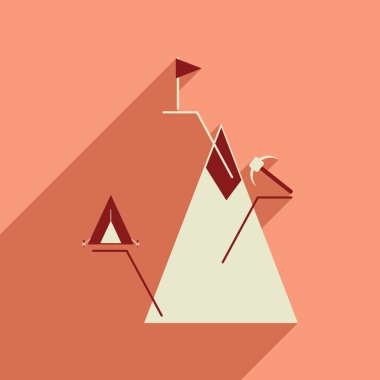 Uzun gölge dağ infographics düz web simgesi