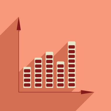Uzun gölge ekonomik grafik ile düz web simgesi