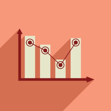 Uzun gölge ekonomik grafik ile düz web simgesi