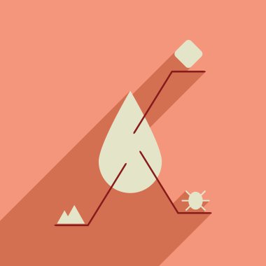 Uzun gölge infographics ile düz web simge damla