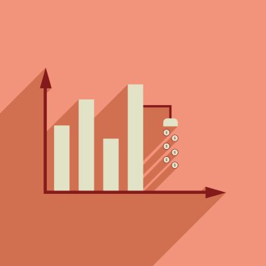 Uzun gölge para grafik ile düz web simgesi