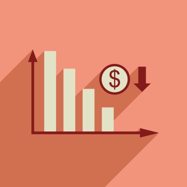 Uzun gölge para grafik ile düz web simgesi