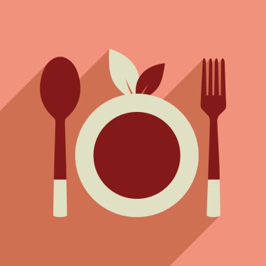 Uzun gölge Eko çatal bıçak takımı ile düz web simgesi