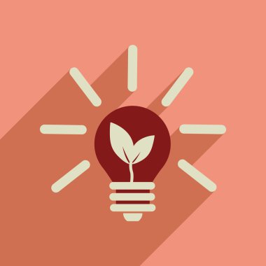 Uzun gölge çevre ışık ampul ile düz web simgesi