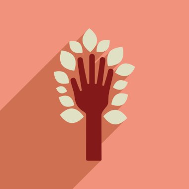 Düz web simge uzun gölge ile el bırakır