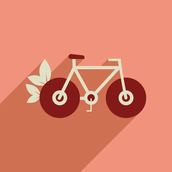 Icona web piatta con bicicletta ombra lunga — Vettoriale Stock