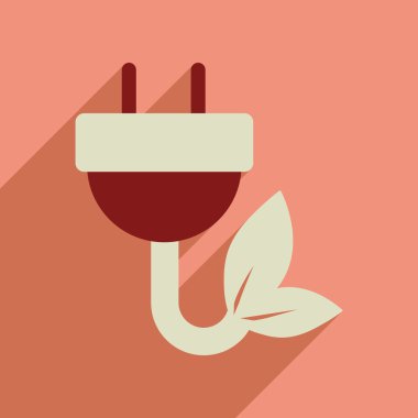 Uzun gölge Eko enerji ile düz web simgesi