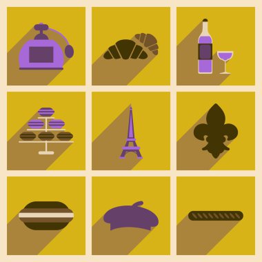 Uzun gölge Paris ile düz simgeler kavramı