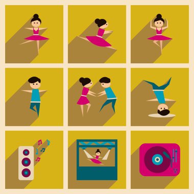 Düz kutsal kişilerin resmi ile uzun gölge dans kavramı