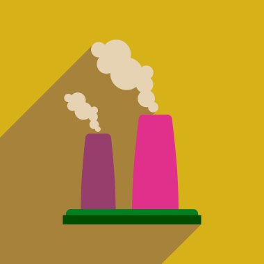 Uzun gölge boru üretim tesisi ile düz web simgesi