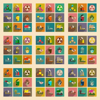 Uzun gölge çevre tehlike ile düz simgeler kavramı