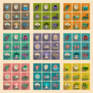 Uzun gölge çevre tehlike ile düz simgeler kavramı