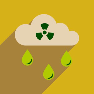 Uzun gölge toksik yağmur ile düz web simgesi