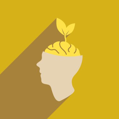 Uzun gölge Eko düşünce ile düz web simgesi