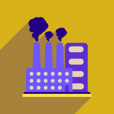 Uzun gölge fabrika düz web simgesi