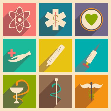 Düz gölge kavramı ve mobil uygulama eczane sembolü ile