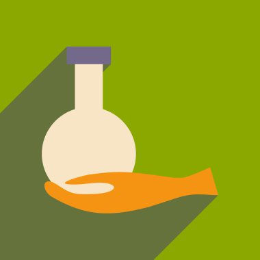 Düz gölge simgesi ve mobil uygulama kimyasallar ile