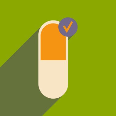 Düz gölge simgesi ve mobil uygulama İlaç sanayii ile