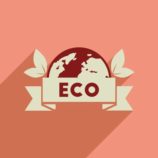 Lakás web ikon hosszú árnyék eco szimbólum — Stock Vector