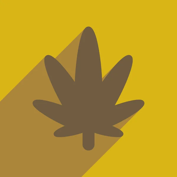 Icône web plate avec du cannabis d'ombre longue — Image vectorielle