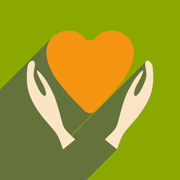 Plat avec icône de l'ombre et logo de charité application mobile — Image vectorielle