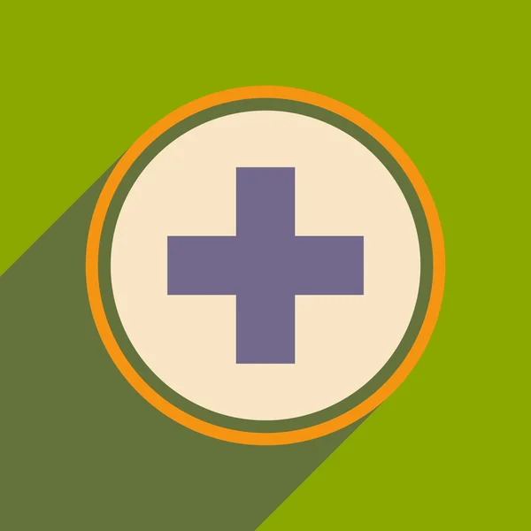 Plano com ícone de sombra e logotipo da aplicação móvel cuidados médicos — Vetor de Stock