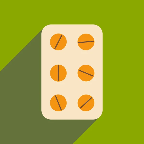 Düz gölge simgesi ve mobil uygulama ilaç ürün ile — Stok Vektör