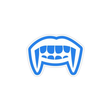 Etiket vampir parlak smile beyaz arka plan üzerinde