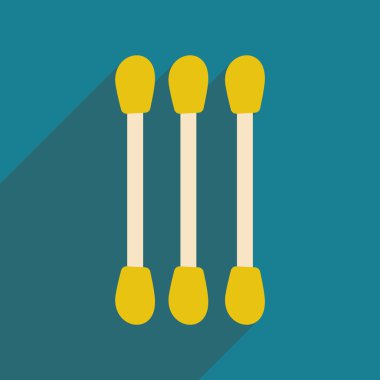 Düz gölge simgesi ve mobil uygulama pamuk temizleme bezi ile