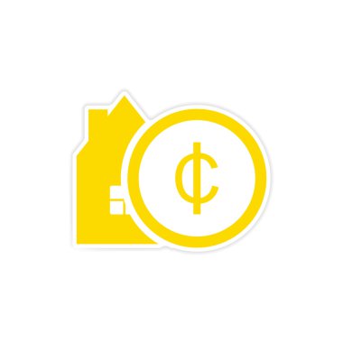 Kağıt ev üzerinde şık etiket ve para